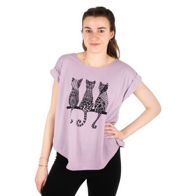 Damen T-Shirt mit kurzen Ärmeln Darika Cats 2 Violet Thailand