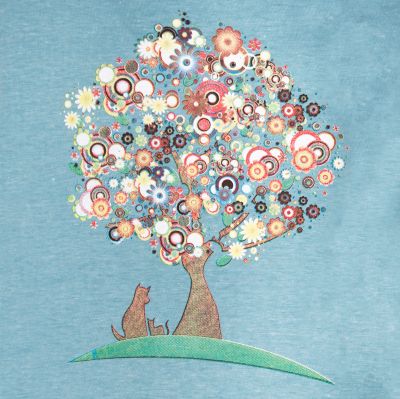 Damen T-Shirt mit kurzen Ärmeln Darika Tree of Friendship Aquamarine Thailand