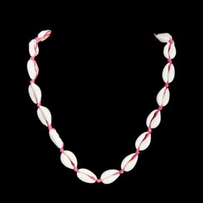 Makramee-Halskette mit Kauri-Muscheln - Luanna Dark Pink Thailand