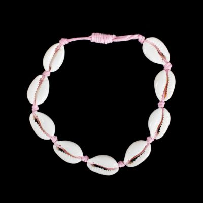 Makramee-Armband mit Kauri-Muscheln - Luanna Light Pink