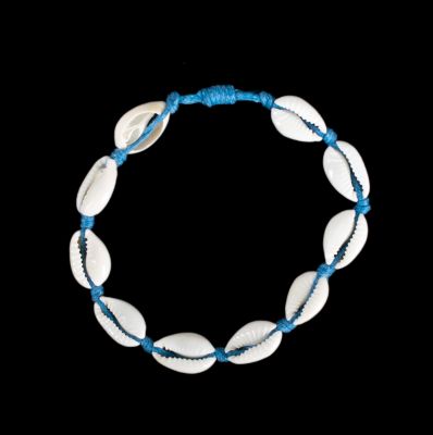 Makramee-Armband mit Kauri-Muscheln - Luanna Petrol Blue