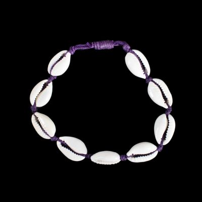 Makramee-Armband mit Kauri-Muscheln - Luanna Purple
