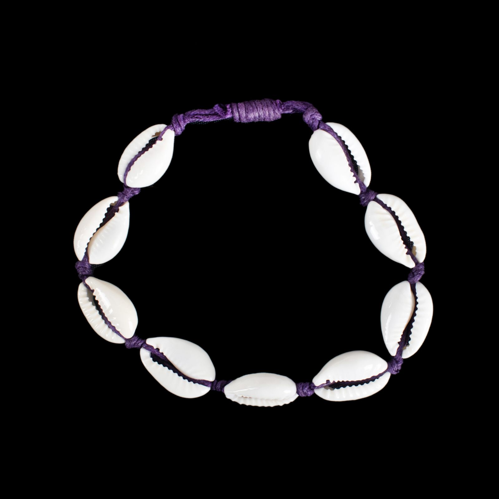 Makramee-Armband mit Kauri-Muscheln - Luanna Purple Thailand