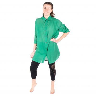 Grünes Damenhemd Savitree Jade Green - Long | UNI