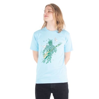 Baumwoll-T-Shirt mit Aufdruck Bass of nature – blassblau | M, L, XL, XXL