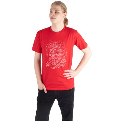 Baumwoll-T-Shirt mit Aufdruck Einstein – rot | M, L, XL, XXL