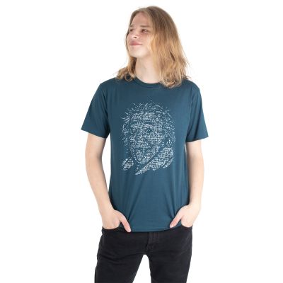 Baumwoll-T-Shirt mit Aufdruck Einstein – petrolblau | M, L, XL, XXL