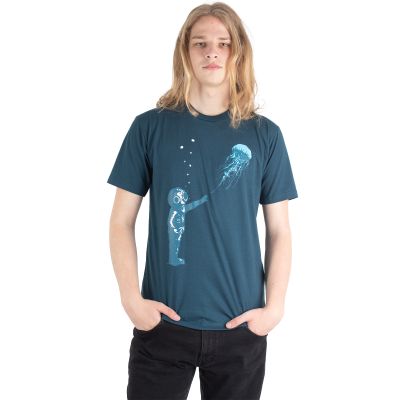 Baumwoll-T-Shirt mit Aufdruck Meerestreffen – petrolblau | M, L, XL, XXL