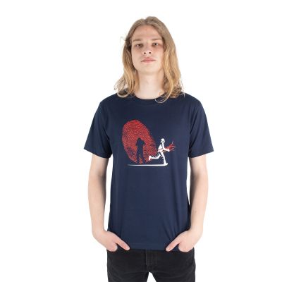 Baumwoll-T-Shirt mit Aufdruck Fingerabdruck – dunkelblau | M, L, XL, XXL