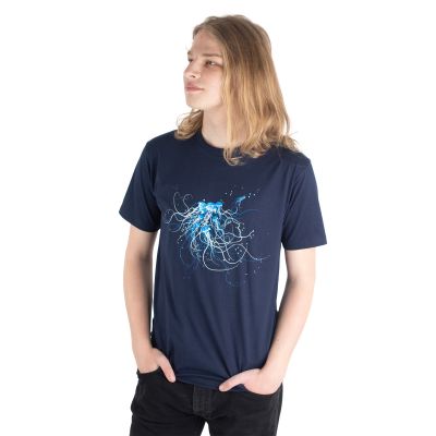 Baumwoll-T-Shirt mit Aufdruck Profil von Quallen – dunkelblau | M, L, XL, XXL