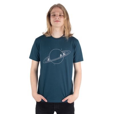Baumwoll-T-Shirt mit Aufdruck Space Race – petrolblau | M, L, XL, XXL