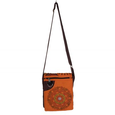 Handtasche / Dokumenten-Tasche mit Mandala-Druck Parvati Orange Nepal