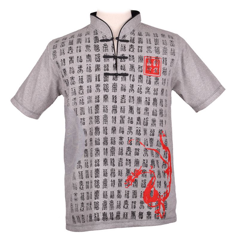 Orientalisches T-Shirt Emperor Pinyin Grey Thailand