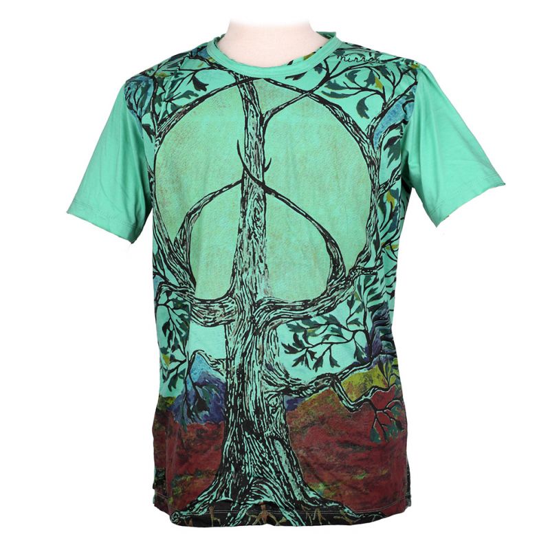 Mirror t-shirt Tree of Peace Turquoise Thailand