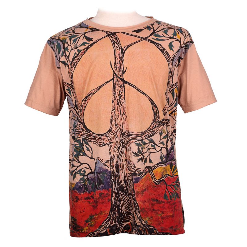Mirror t-shirt Tree of Peace Brown Thailand
