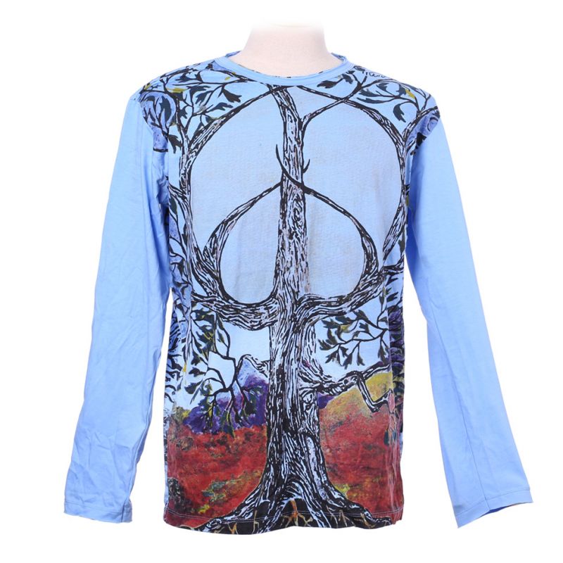 Mirror T-shirt with long sleeves - Tree of Peace Blue Thailand